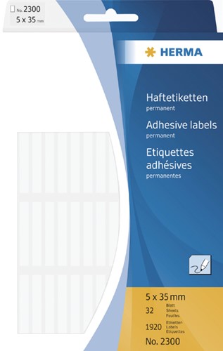 Etiket HERMA 2300 5x35mm wit 1920stuks 32 Vel