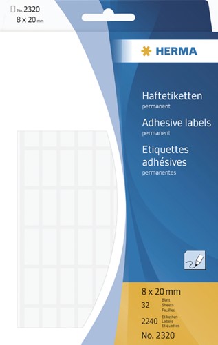 Etiket HERMA 2320 8x20mm wit 2240stuks 32 Vel