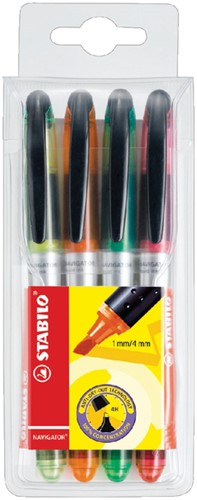 Surligneur STABILO Navigator 545/4 assorti étui 4 pièces 4 Stuk