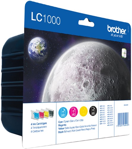 Inktcartridge Brother LC-1000VALBP zwart 3 kleuren 4 Stuk