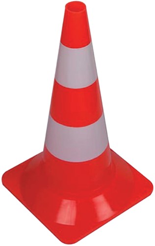 Afbakeningskegel 50cm rood wit 1 Stuk