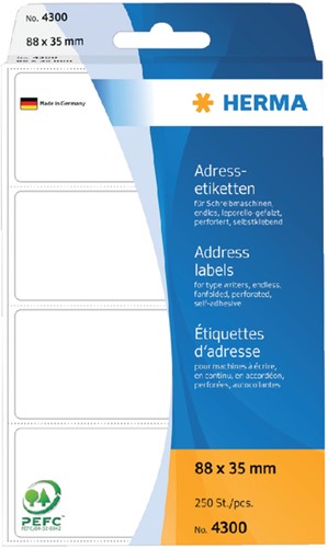 Etiket HERMA adres 4300 88x35mm 250stuks zig-zag 250 etiket