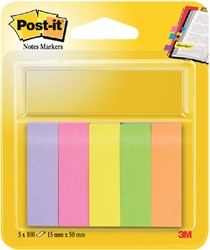 Marque-pages Post-it 670 15x50mm papier assorti 5x 100 feuilles 500 Stuk
