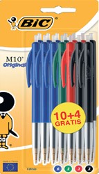 Stylo bille BIC M10 Medium assorti blister 10+4 gratuits 14 Stuk
