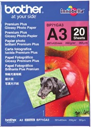 Papier photo Brother BP-71 A3 260g glacé 20 feuilles 20 Vel