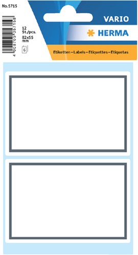 Etiket HERMA 5715 53x80mm schrift grijs kader 12st 6 Vel
