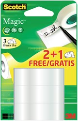 Ruban adhésif Scotch Magic 19mmx15m invisible  2+1 gratuit 3 Rol