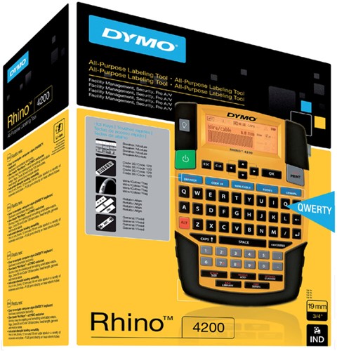 Etiqueteuse Dymo Rhino 4200 Industriel azerty 19mm jaune 1 Stuk-1