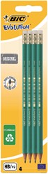Crayon BIC Evolution ECOlutions hexagonal HB embout gomme blister 4 pièces 4 Stuk