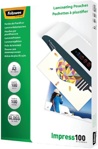 Pochette de plastification Fellowes A3 2x100micron brillant 100 pièces 100 Stuk