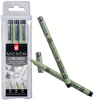 Fineliner Sakura Pigma Micron blister 3 pièces noir 3 Stuk-2