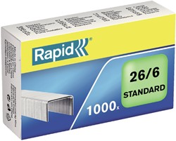 Agrafes Rapid 26/6 galvanisé standard 1000 pièces 1000 Stuk