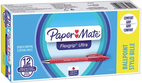 Balpen Papermate Flexgrip Ultra M rood 1 Stuk-2