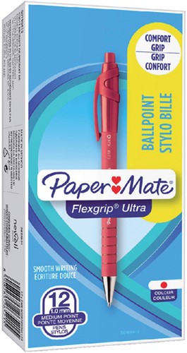 Stylo bille Paper Mate Flexgrip Ultra Medium rouge 1 Stuk-3