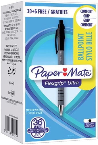 Stylo bille Paper Mate Flexgrip Ultra Medium noir 30+6 gratuits 36 Stuk-3