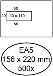 Enveloppe Quantore 156x220mm fenêtre gauche 4x11cm autocollante 500 pièces 500 Stuk
