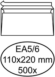 Enveloppe Quantore EA5/6 110x220mm autocollante blanc 500 pièces 500 Stuk