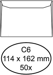 Enveloppe Quantore C6 114x162mm gommée blanc 50 pièces 50 Stuk