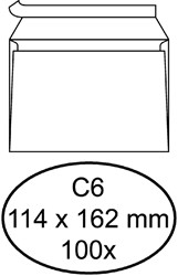 Enveloppe Quantore C6 114x162mm autocollante blanc 100 pièces 100 Stuk