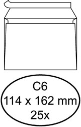 Enveloppe Quantore C6 114x162mm autocollante blanc 25 pièces 25 Stuk