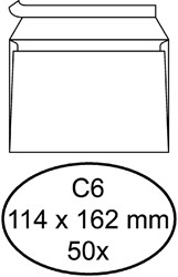 Enveloppe Quantore C6 114x162mm autocollante blanc 50 pièces 50 Stuk