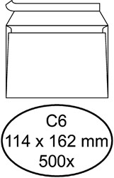 Enveloppe Quantore C6 114x162mm autocollant blanc 500 pièces 500 Stuk