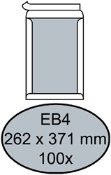 Enveloppe Quantore dos carton EB4 262x371mm autocollant blanc 100pcs 100 Stuk