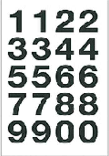 Etiket HERMA 4136 20x18mm getallen 0-9 zw op trsp 2 Vel