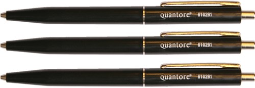 Balpen Quantore drukknop en metalen clip zwart 1 Stuk