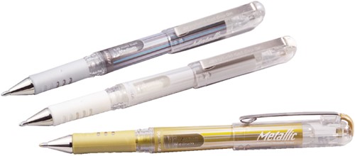 Gelschrijver Pentel K230M M metallic wit 1 Stuk-2